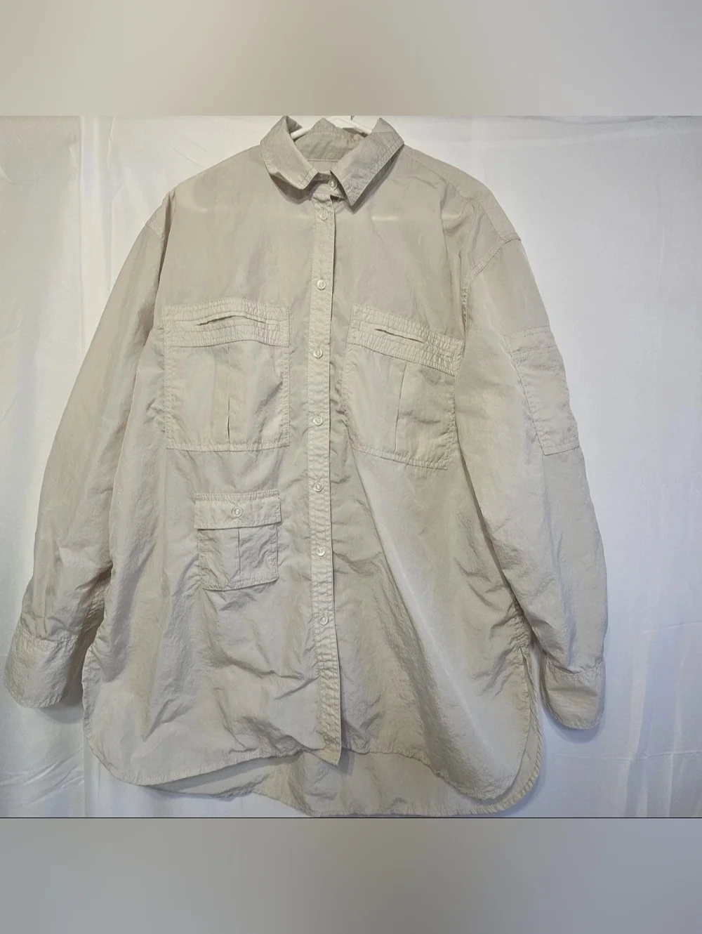 Banana Republic BR Sport Shirt Jacket LT Nylon Khaki Utility‎ Hiking Overshirt